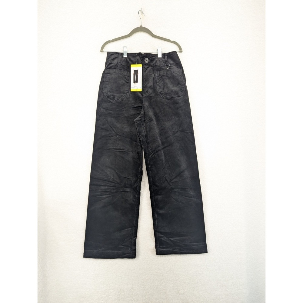 NWT Matty M Ladies Everyday Button Zip Fly Corduroy Pants‎ Black w Pockets SM